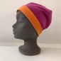 Preview: mütze-frau-umschlag-orange-pink-wenden