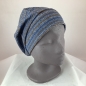 Preview: Mütze Bahnen Strickoptik blau