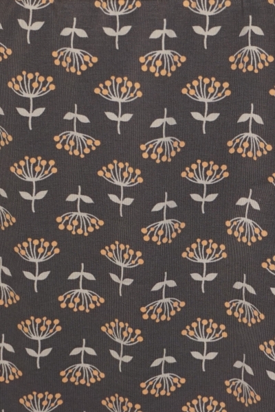 Rock-Baumwolljersey-braun-apricot-Blüten-Blätter-beige-detail